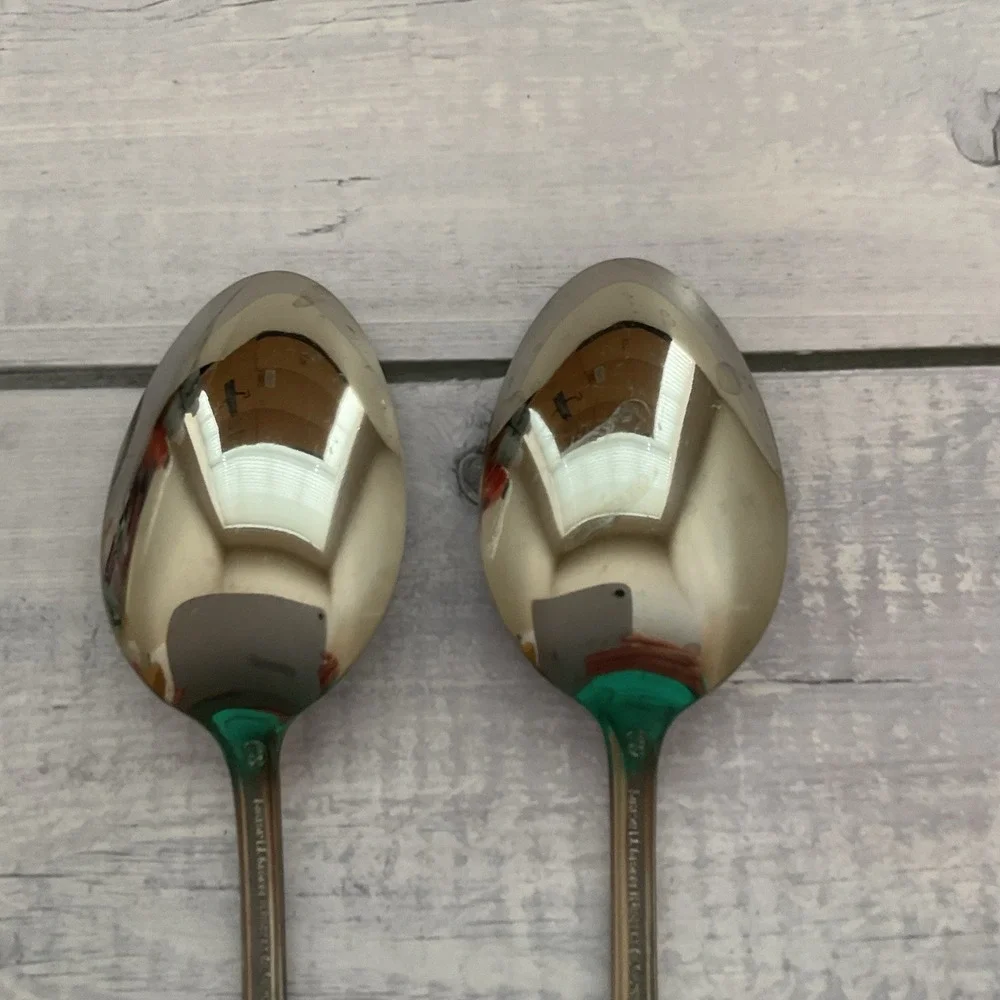 Simeon George Rogers Oneida HOMESTEAD 2 Serving Spoons Stainless‎ Flatware